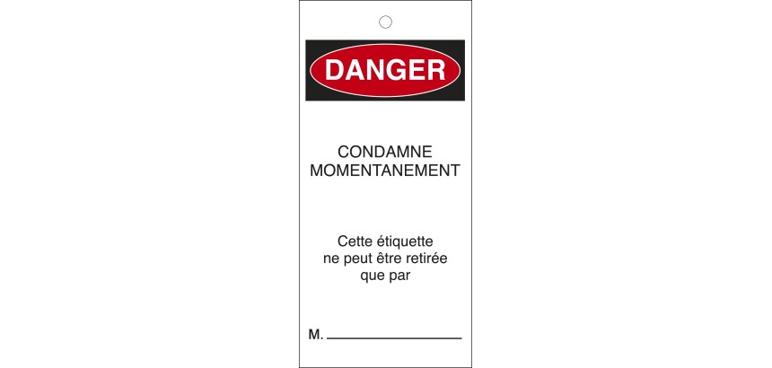 Plaquettes inspection - Danger Condamné Momentanément - 10 ex  - 50 x 110 mm