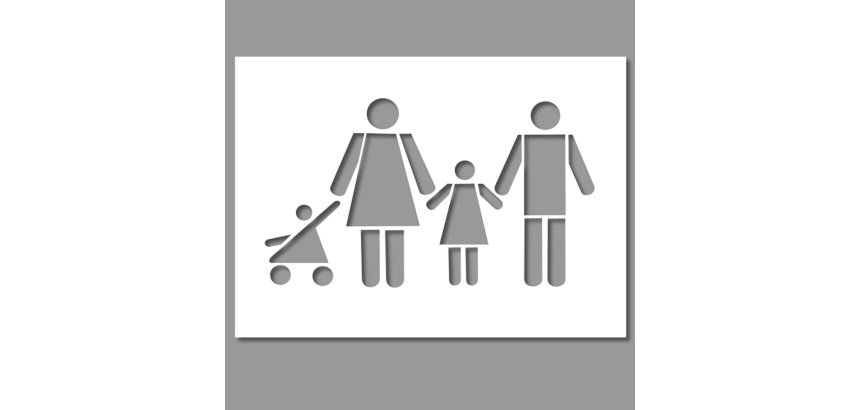Pochoir - Marquage - Famille avec poussette - PVC Souple