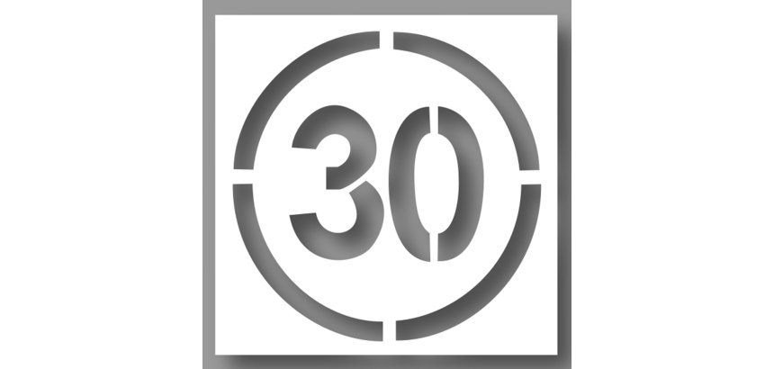 Pochoir - Limitation 30 km/h Petit format - PVC Souple
