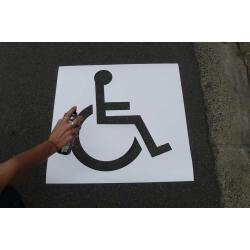 Pochoir pour marquage au sol - Place Réservée PMR - PVC réutilisable  - 25 x 30 cm