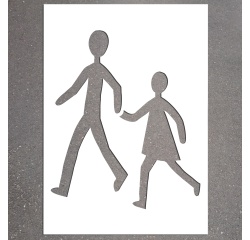 Pochoir pour marquage au sol - Traversée d'école - PVC réutilisable