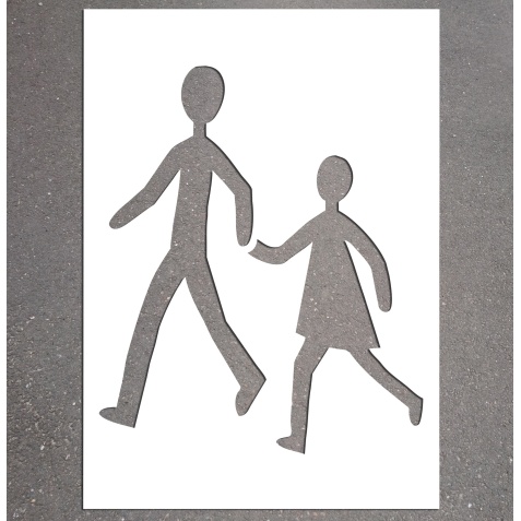 Pochoir pour marquage au sol - Traversée d'école - PVC réutilisable