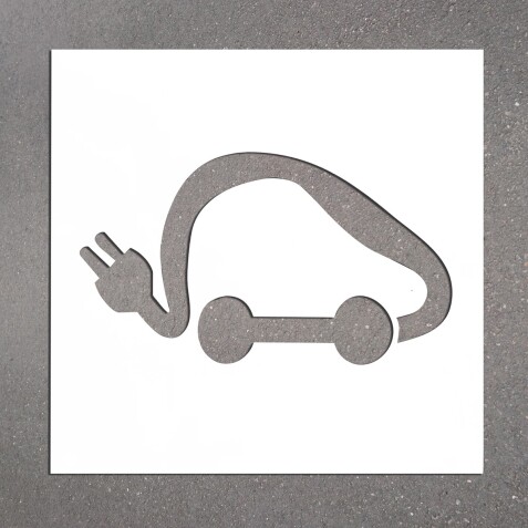 Pochoir  pour marquage au sol - Voitures Électriques - PVC souple  - 700 x 1200 mm