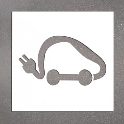 Pochoir  pour marquage au sol - Voitures Électriques - PVC souple  - 350 x 600 mm