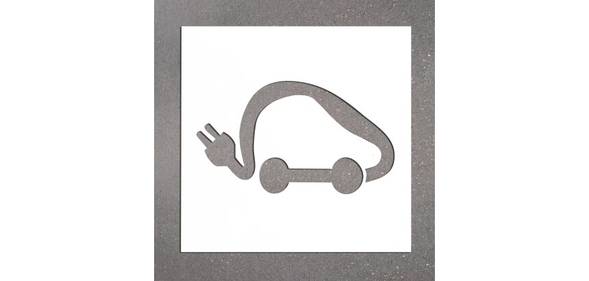 Pochoir  pour marquage au sol - Voitures Électriques - PVC souple  - 350 x 600 mm