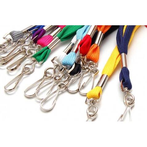 Porte-badge - Cordon tube 12mm et mousqueton métallique  - Rouge