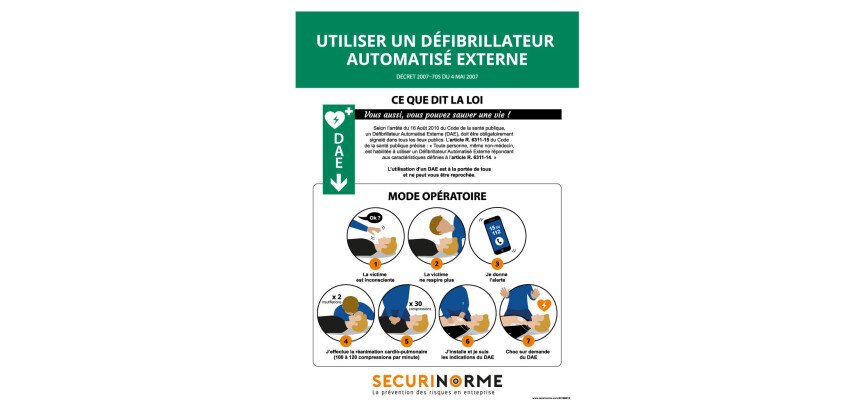 Poster - Conduite d'Utilisation d'un DAE - A3 - Poster Plastifié