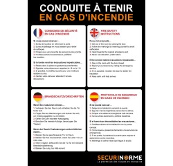 Poster - Conduite à tenir en cas d'incendie - A3 - NF EN ISO 7010