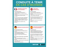 Poster sécurité incendie – Conseils en 4 langues – 297x420 mm