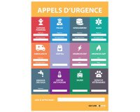 Poster - Consignes d'urgence avec numéros - A3 - Plastifié