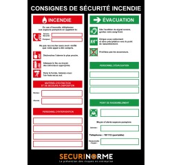 Poster - Consignes sécurité incendie - 297x420 mm - Plastifié