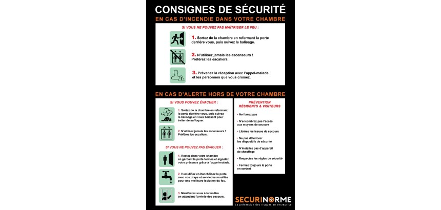 Poster - Consignes incendie hôpitaux/maisons retraite - A3