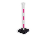 Poteau de signalisation FME - rose/blanc sur socle à lester 4kg