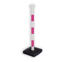 Poteau de signalisation FME - rose/blanc sur socle à lester 4kg