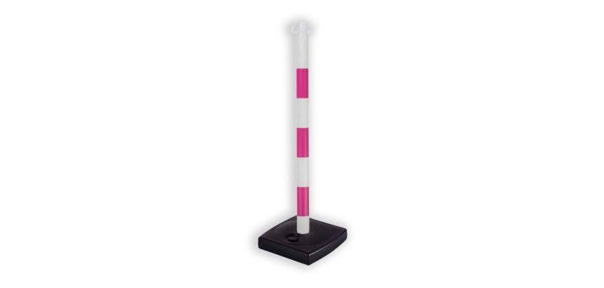 Poteau de signalisation FME - rose/blanc sur socle à lester 4kg