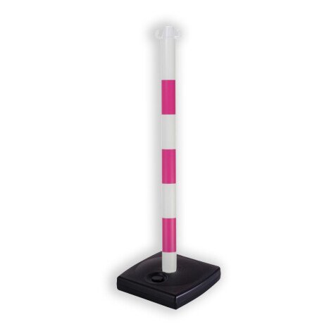 Poteau de signalisation FME - rose/blanc sur socle à lester 4kg