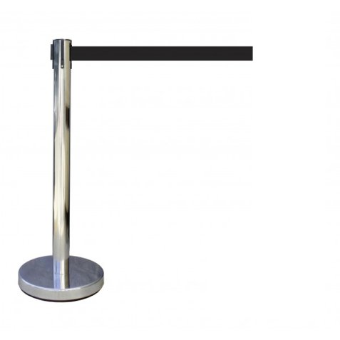Poteau de Signalisation avec Enrouleur de Sangle - Inox - Hauteur 910 mm
