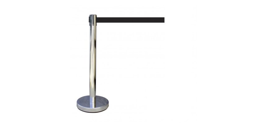 Poteau de guidage à sangle rétractable - Inox - H910mm  - Rouge