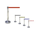 Poteau de guidage à sangle rétractable - Inox - H910mm  - Rouge