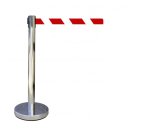 Poteau de guidage à sangle rétractable - Inox - H910mm  - Rouge