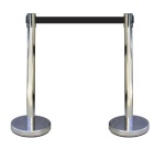 Poteau de guidage à sangle rétractable - Inox - H910mm  - Rouge