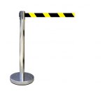 Poteau de guidage à sangle rétractable - Inox - H910mm  - Rouge