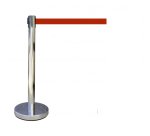 Poteau de guidage à sangle rétractable - Inox - H910mm  - Rouge