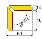 Butoir d'angle flexible jaune/noir - 1 m - Mousse PU