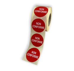 Rouleau d'étiquettes d'inspection repositionnables  - "Non Conforme"  - 40 mm