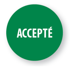 Rouleau d'étiquettes de contrôle "Accepté" - Ø40 mm - Lot de 500 ex