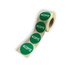 Rouleau d'étiquettes de contrôle "Accepté" - Ø40 mm - Lot de 500 ex