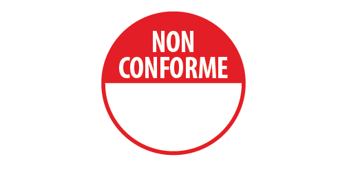 Rouleau de pastilles adhésives -Non Conforme + zone texte -500 ex  - 125 mm