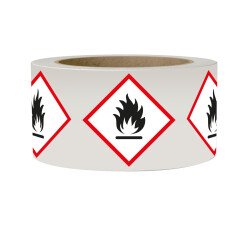 Rouleau de Pictos CLP - Matières inflammables - GHS02 - 250 ex