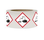 Rouleau de Pictos CLP - Matières corrosives - GHS05 - ISO 7010