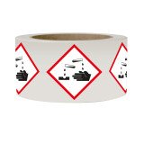 Rouleau de Pictos CLP - Matières corrosives - GHS05 - ISO 7010