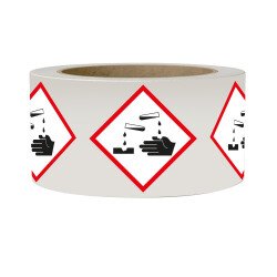 Rouleau de Pictos CLP - Matières corrosives - GHS05 - ISO 7010