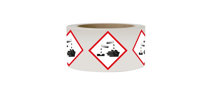 Rouleau de Pictos CLP - Matières corrosives - GHS05 - ISO 7010