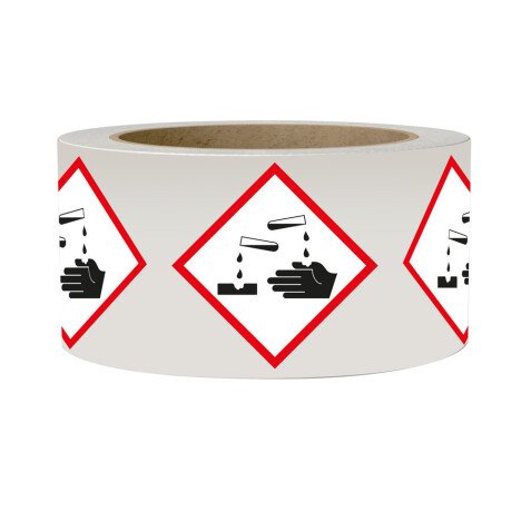 Rouleau de Pictos CLP - Matières corrosives - GHS05 - ISO 7010