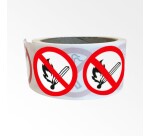 Rouleau de pictos Flammes nues interdites - P003 - ISO 7010 - 250 ex  - 25 mm