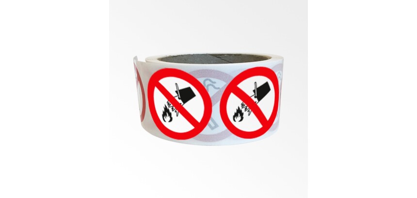 Rouleau de pictos - Interdiction d'éteindre avec eau - 250 ex  - 25 mm