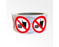 Rouleau de pictos - Interdiction manger/boire - 250 ex  - 25 mm