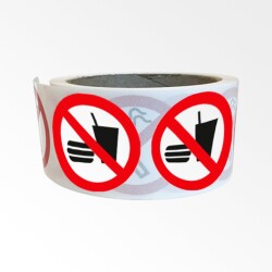 Rouleau de pictos - Interdiction manger/boire - 250 ex  - 25 mm