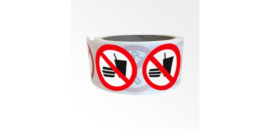 Rouleau de pictos - Interdiction manger/boire - 250 ex  - 50 mm