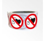 Rouleau d'adhésif - Interdit stimulateur cardiaque P007- 250 ex  - 25 mm