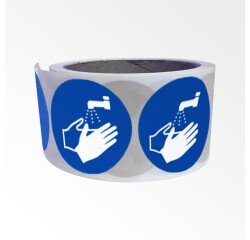 Rouleau de 250 pictos - Lavage mains obligatoire - M011 - ISO 7010  - 100 mm