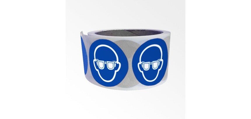 Rouleau de pictos - Lunettes protection obligatoires - M004  - 50 mm