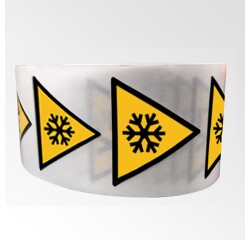 Rouleau de pictos - Danger Basses Températures - W010 - ISO 7010  - 50 mm