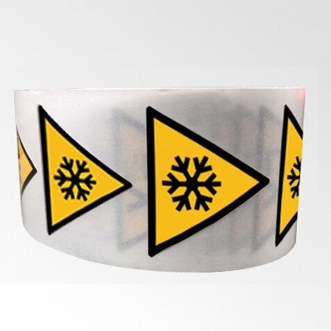 Rouleau de pictos - Danger Basses Températures - W010 - ISO 7010  - 100 mm