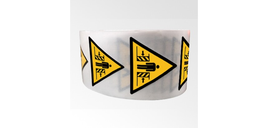 Rouleau de 250 Pictos de Danger - Ecrasement - W019 - ISO 7010