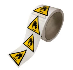 Rouleau de Pictos de Danger - Matières inflammables - W021  - 25 mm